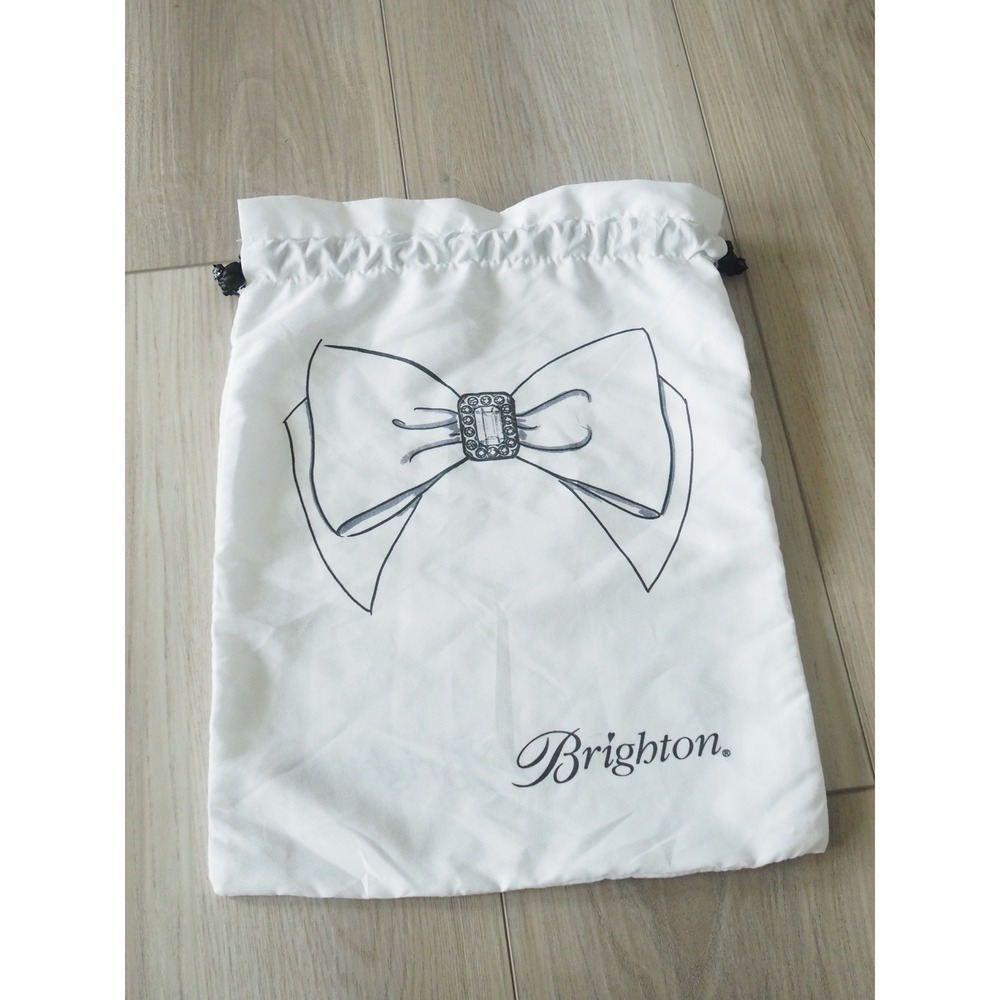 Brighton Bow Sketch White Drawstring Dust Bag Pouch Coquette OS Good Accessory